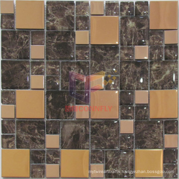 Mirror Face Metal Mix Wall Paper Backed Glass Mosaic (CFM845)